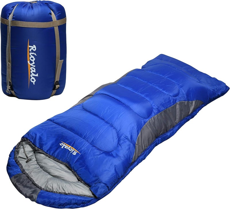 rioyalo 0 Degree Winter Sleeping Bags for Adults Camping (450GSM) - Temp Range (5F–32F) Portable Waterproof Compression Sack- Camping Sleeping Bags for Big and Tall in Env Hoodie: Backpacking Hiking 4 Season - Image 1